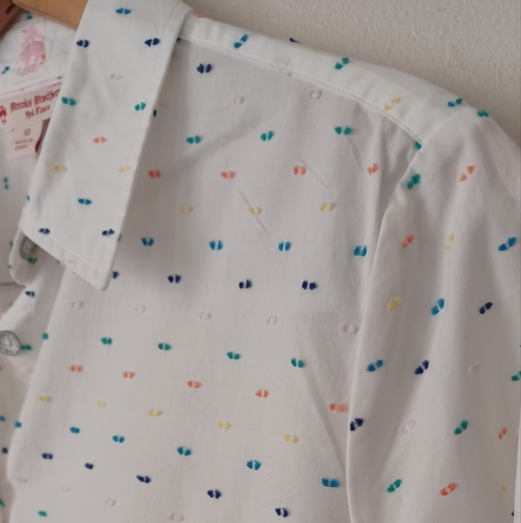Brooks Brothers Tops - Brooks Brothers White Long Sleeve Top Women Size 10 Multicolor Embroidered Dots